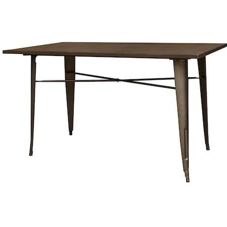 Amerihome Loft Rustic Gunmetal Metal Dining Table with Wood Top BTABLE30